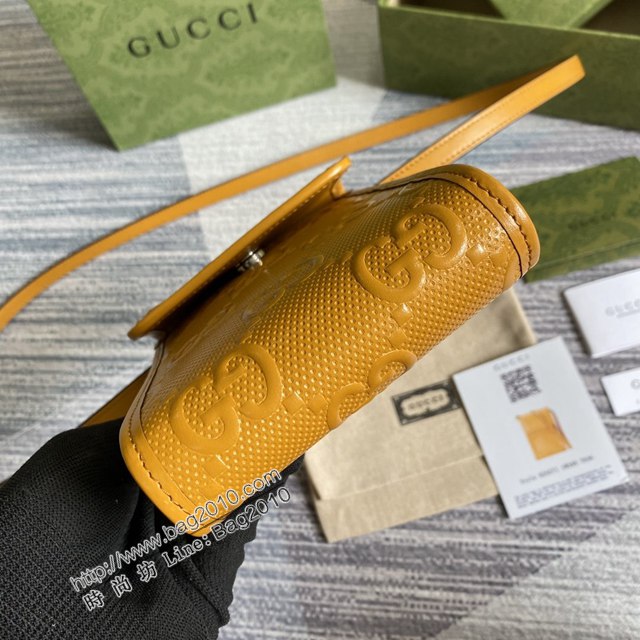 Gucci新款包包 古馳小斜挎包 Gucci迷你手機袋 625571黃皮  ydg3042